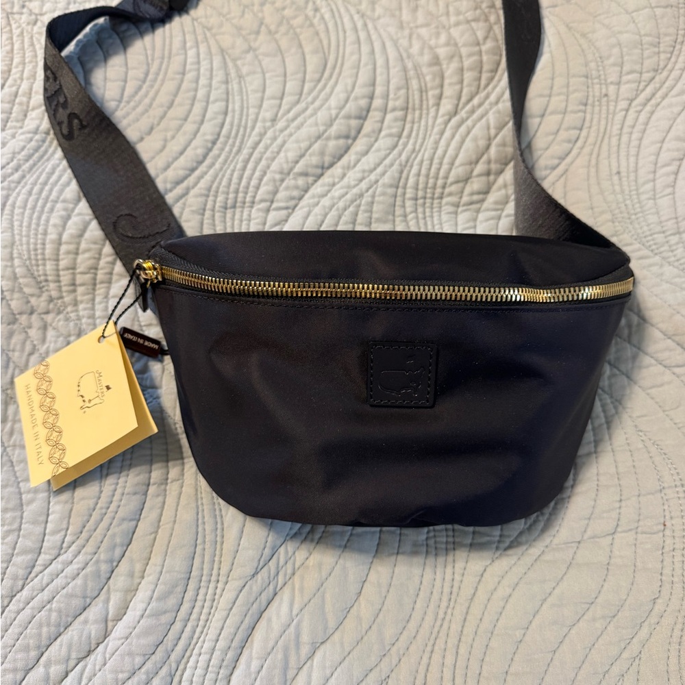 Masters Navy Belt Bag with Adjustable Strap and Gold Zipper